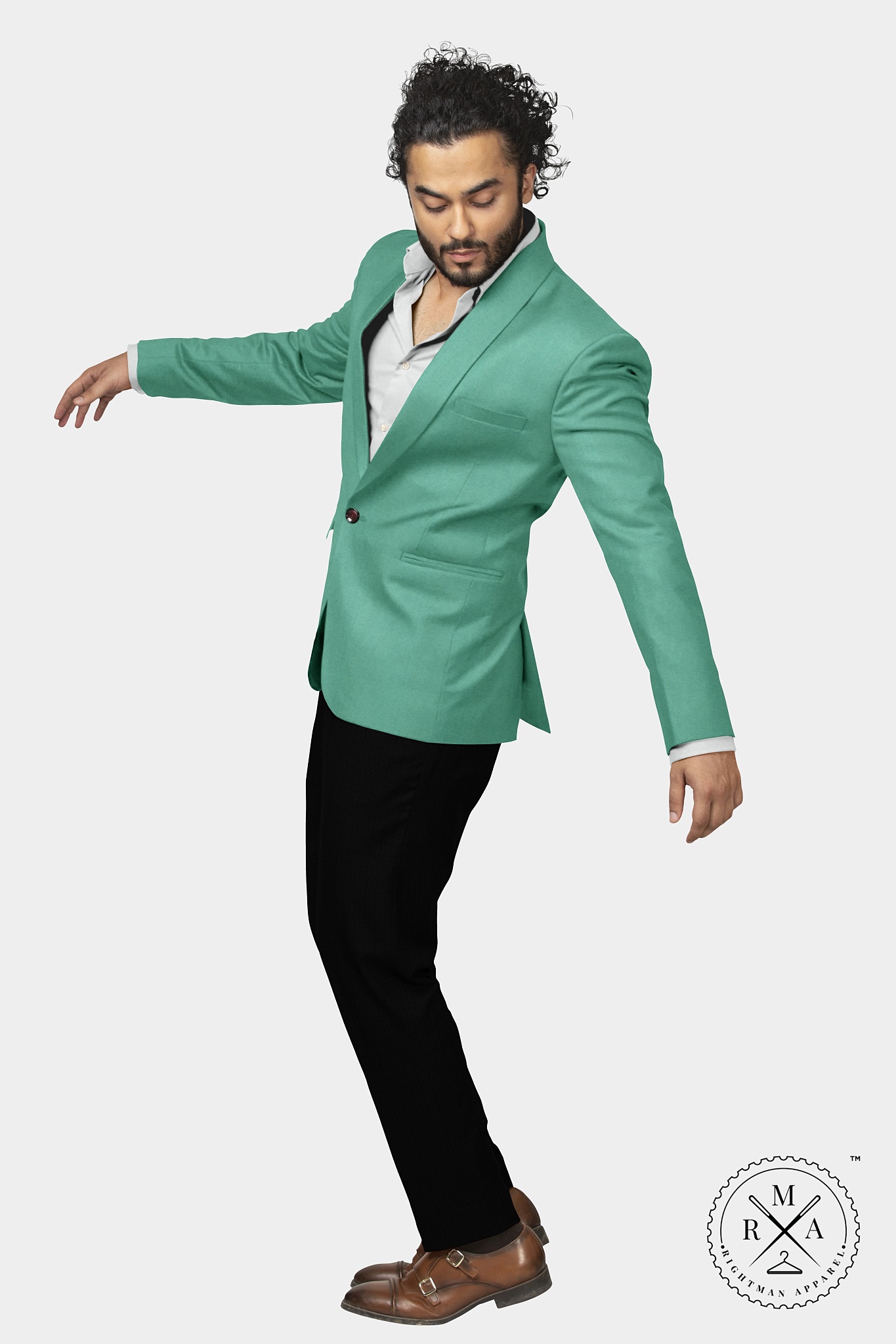 Sea Green Velvet Blazer SU295